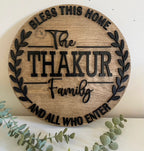 Bless This Home Sign with Leaf Border