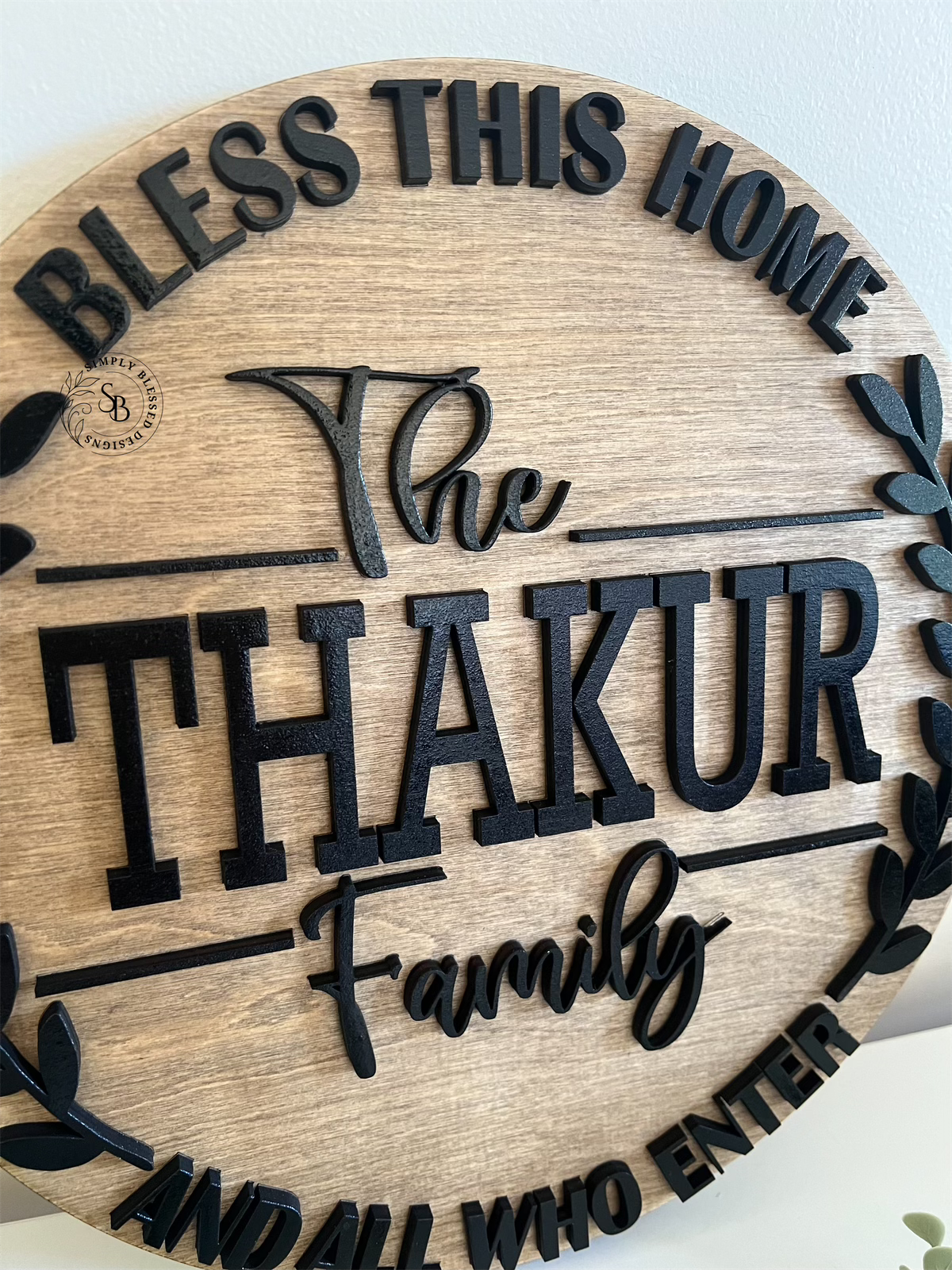 Bless This Home Sign with Leaf Border