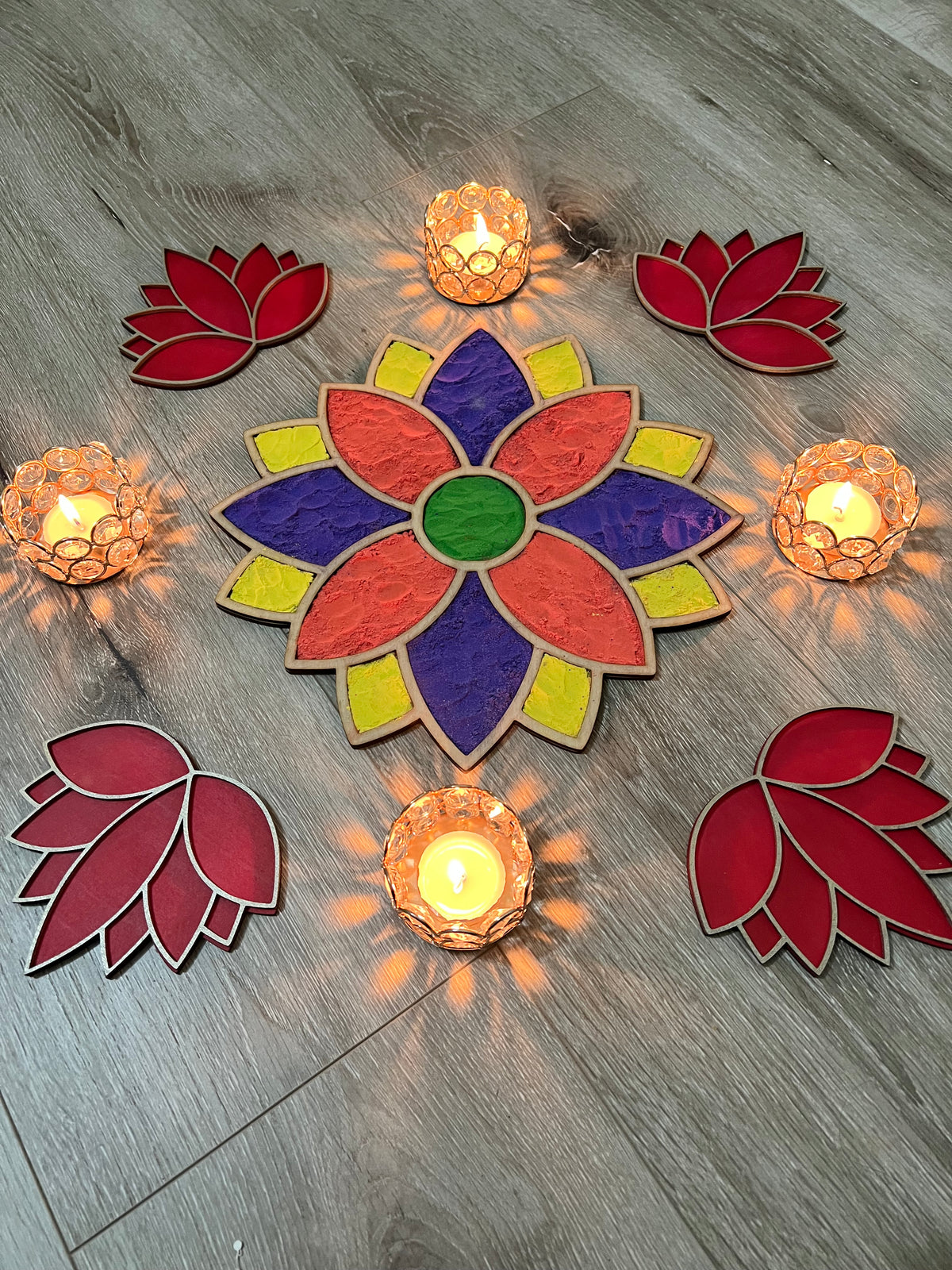 Lotus Rangoli Only Lotus Reusable Rangoli – Simply Blessed Designs