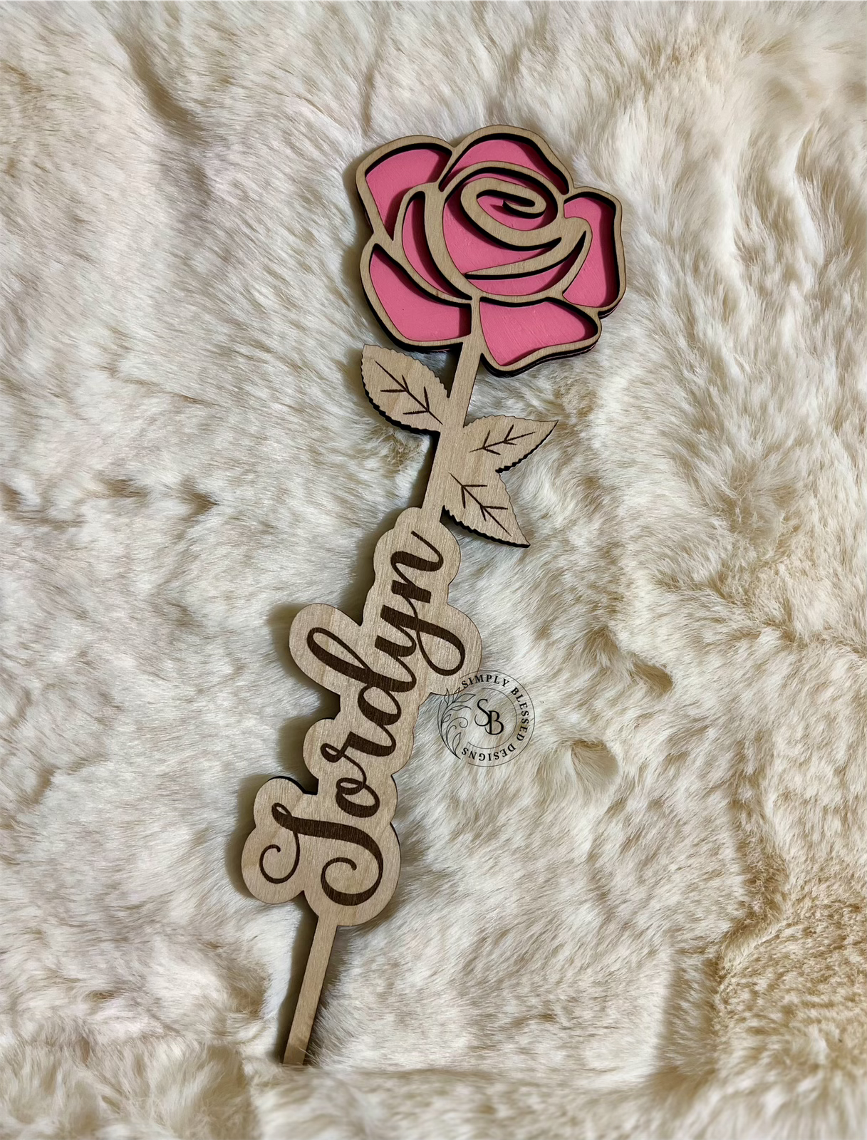 Personalized Wooden Rose
