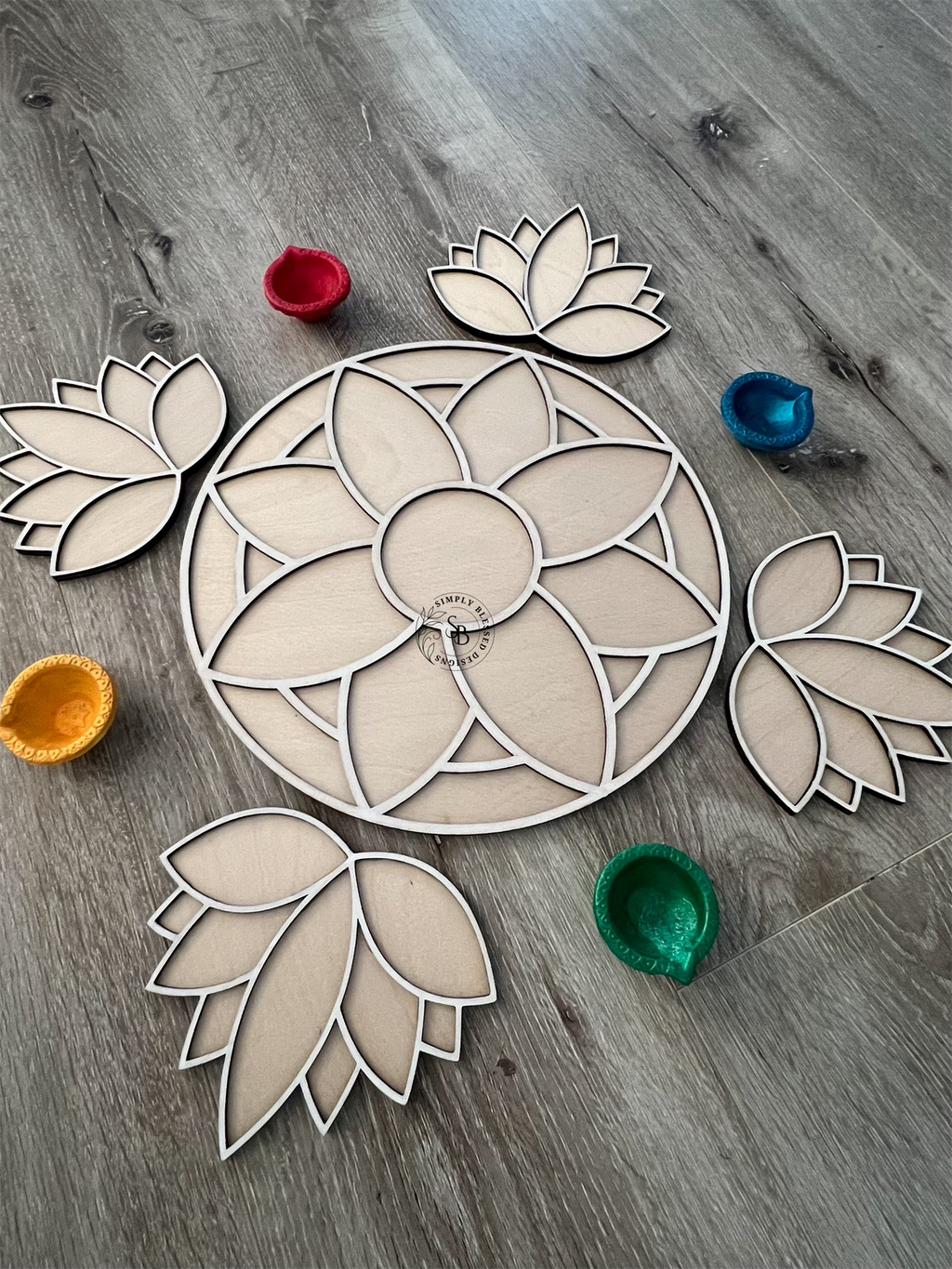 Lotus Rangoli Only Lotus Reusable Rangoli – Simply Blessed Designs