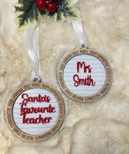 Santa's Favourite Teacher Ornament