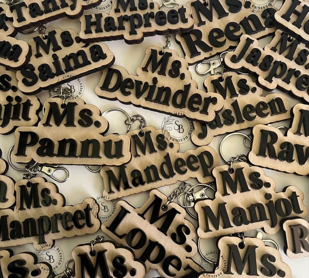 Wood & Acrylic Name Keychain