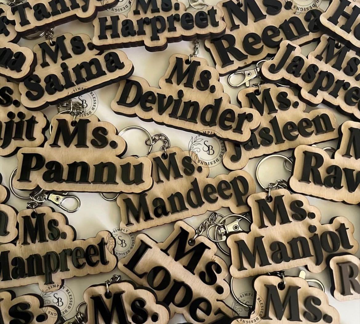 Wood & Acrylic Name Keychain
