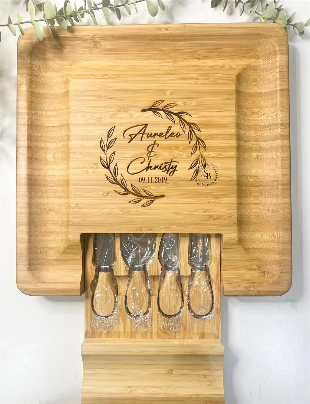 Square Cheeseboard with Utensil Drawer