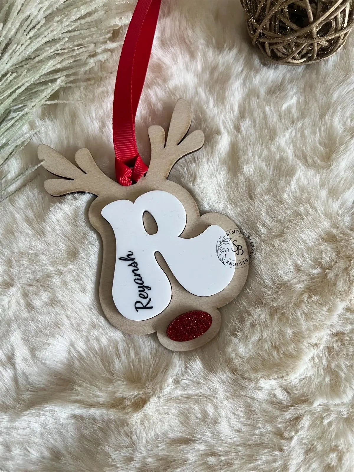 Rudolph Initial Ornament